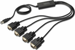 Digitus Καλώδιο USB 2.0 σε 4x RS232 9-pin male 1.5m