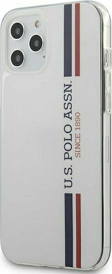 U.S. Polo Assn. Tricolor Pattern Задна корица Силикон Бял (iPhone 12 Pro Max)