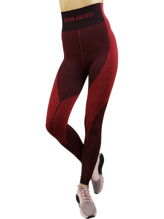 Gymhero Leggins Ausbildung Frauen Lang Leggings Hochgeschnitten Burgundisch