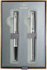 Parker Urban Core Metro Pen Set Rollerball with Fountain Pen made of Steel Metallic CT in a case (in a paper cassette)
