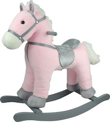 Fabric Rocking Toy Horse for 36+ months with Sounds with Max Load Capacity 60kg Pink