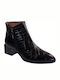 Hispanitas Leather Women's Ankle Boots Black Croco