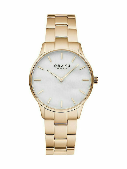 Obaku Lyng Lille Damen Uhr mit Gold Metallarmband