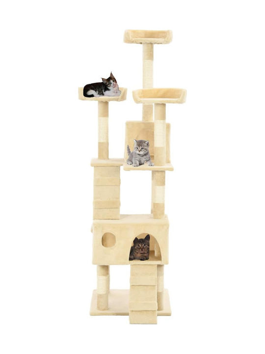 vidaXL Cat Scratching Post Cat Tree In Beige Co...