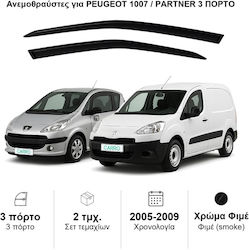 Heko Set Car Windbreakers Front Dark Fime for Peugeot 1007 2 Pieces