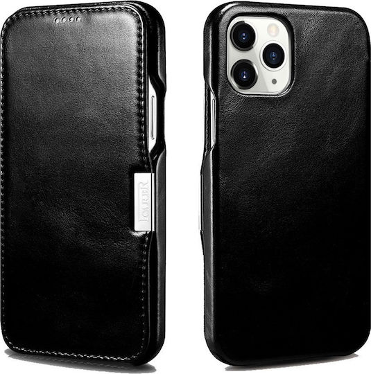 iCarer Side-Open Genuine Leather Book Leather / Synthetic Leather Black (iPhone 12 Pro Max)