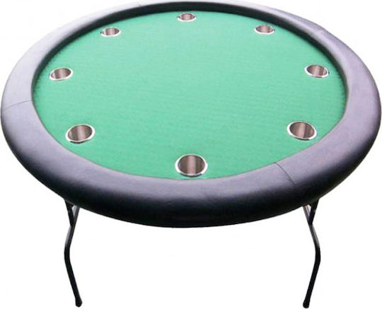Poker Table Metal Foldable Green 120x120cm with Built-in Cup Holders 1pcs