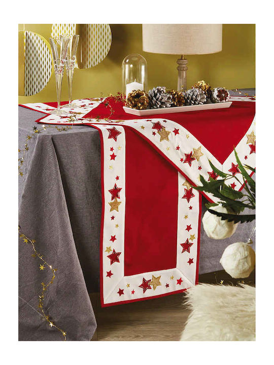 Whitegg Ornament de Crăciun Față de masă Cărpă Material textil Roșu M180xL40cm 1buc