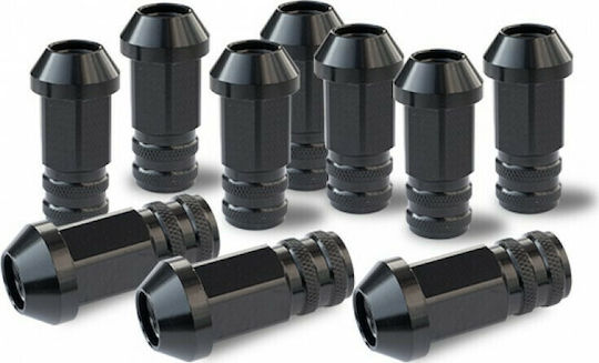 Simoni Racing Παξιμάδια 12x1.25/50mm/19 Κωνικό Μαύρο 10τμx 10τμχ