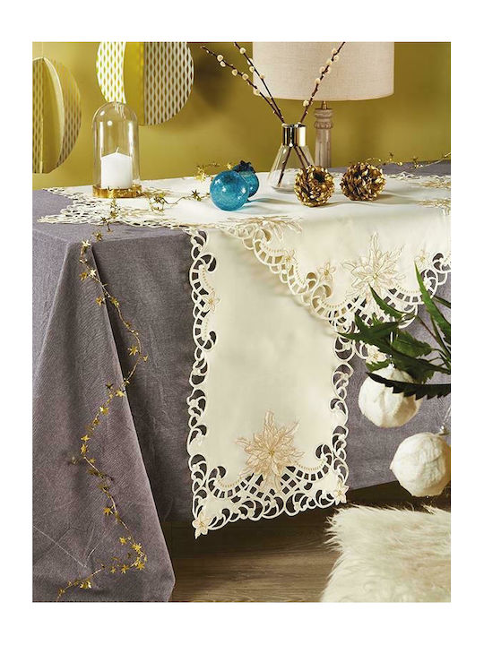 Whitegg Christmas Tablecloth Square Fabric White L90xW90cm 1pcs