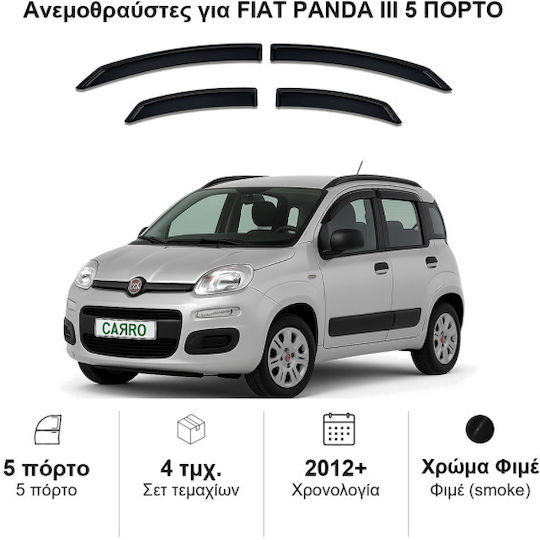 Heko Set deflectoare de vânt Dark Fime pentru Fiat Panda III (2012+) 5U 4buc