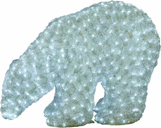 Lianos Illuminated Christmas Plastic Figure Bear White Height 55cm