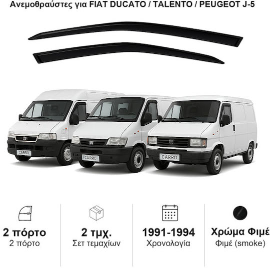 Heko Σετ Ανεμοθραύστες Αυτοκινήτου Μπροστινοί Σκούρο Φιμέ για Peugeot J5 Fiat Ducato 2D 1991-1994 2τμχ