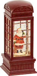 TnS Christmas Decorative Lighted Telephone Booth with Santa Claus 25cm Τηλεφωνικός Θάλαμος Με Άγιο Βασίλη