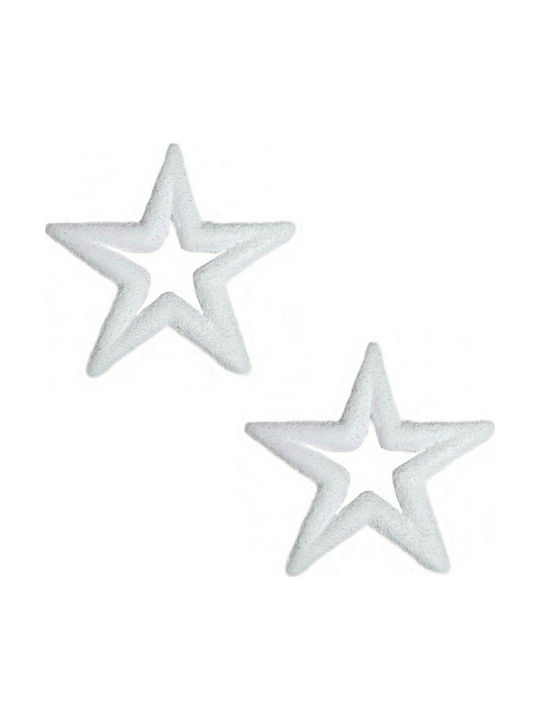Hanging Ornament Star Plastic White Set 2pcs