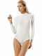 Lingerie Long Sleeve Bodysuit Slim Fit White