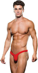 Envy Menswear Microfiber Low Rise Zip Thong Red