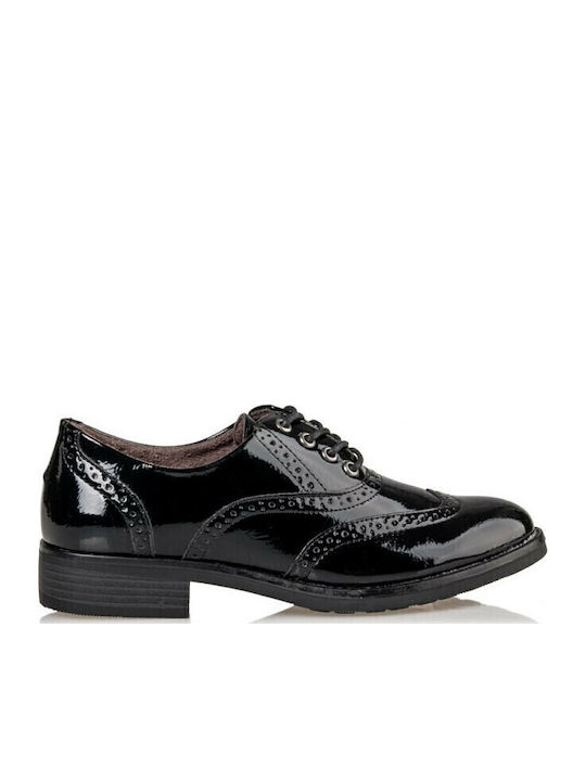 Γυναικεία Oxfords από Λουστρίνι σε Μαύρο Χρώμα