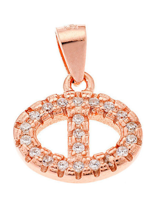 Senza Charm Monogram from Pink Gold Plated Silver with Zircon