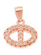 Senza Charm Monogram from Pink Gold Plated Silver with Zircon