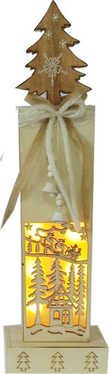 JK Home Decoration Φωτιζόμενη Χριστουγεννιάτικη Ξύλινη Φιγούρα Μήκους 6.5εκ.