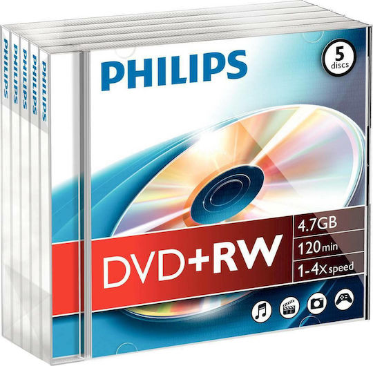 Philips Wiederbeschreibbare DVD+RW 4x 4.7GB 5Stück