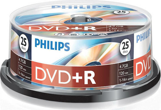 Philips Recordable DVD+R 16x 4.7GB Cake Box 25pcs