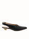 Leder Pumps mit Chunky flachem Absatz Schwarz