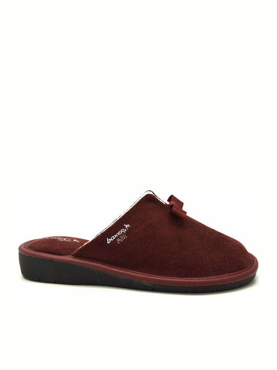 Boxer Anatomic Leather Women's Slippers In Burgundy Colour