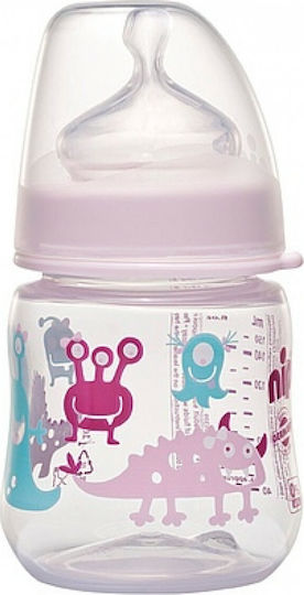 Nip Biberoane Bebelusi Din Sticlă Anti-Colici Cu Tetină Din Silicon Pentru 0+ Luni Micuții Monștri Roz 150ml