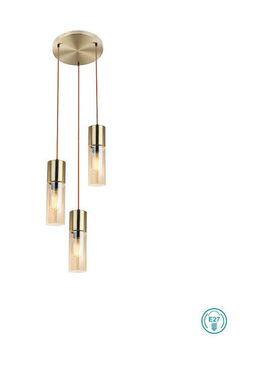 Globo Lighting Annika Pendant Light Three-Light for Socket E27 Bronze