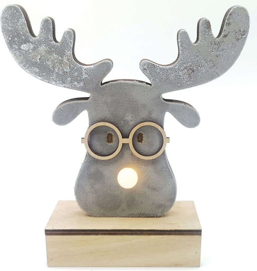 Aca Illuminated Christmas Wooden Figure Reindeer Gray Height 18cm Reindeer