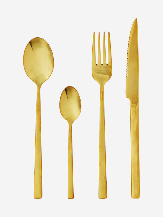 Madam Stoltz 4-Piece Gold Cutlery Set Shiny