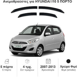 Heko Σετ Ανεμοθραύστες Μπροστινοί και Πίσω Σκούρο Φιμέ για Hyundai i10 4τμχ 17252