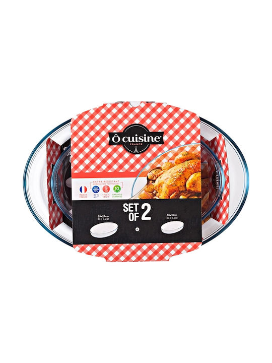 Ocuisine Oval Vas de Gătit Rezistent la Căldură Sticlă 39x27cm 2buc