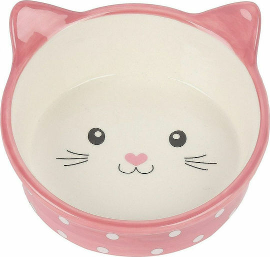 Happypet Polka Cat Ceramic Bowl Food & Water for Cat 300ml 15cm in Pink Color