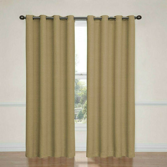 Import Hellas Blackout Ecru Curtain with Grommets 140x270 cm
