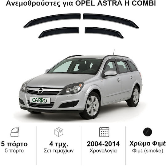 Heko Set deflectoare de vânt Dark Fime pentru Opel Astra H 5D 2004 4buc