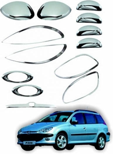 Auto Gs Headlight Eyebrows for Peugeot 206 Chrome Decorative Set Peugeot 206 1998