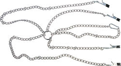 Sextreme Chain With Nipple & Clitoris Clamps Σφιγκτήρες Θηλών σε Ασημί Χρώμα