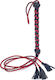 Devil Sticks Three Tail Tassel Flogger Polished Leather Whip in Red Color