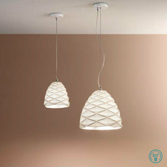 Fabas Luce Duchessa Pendant Light White Bell with Socket E27 20cm