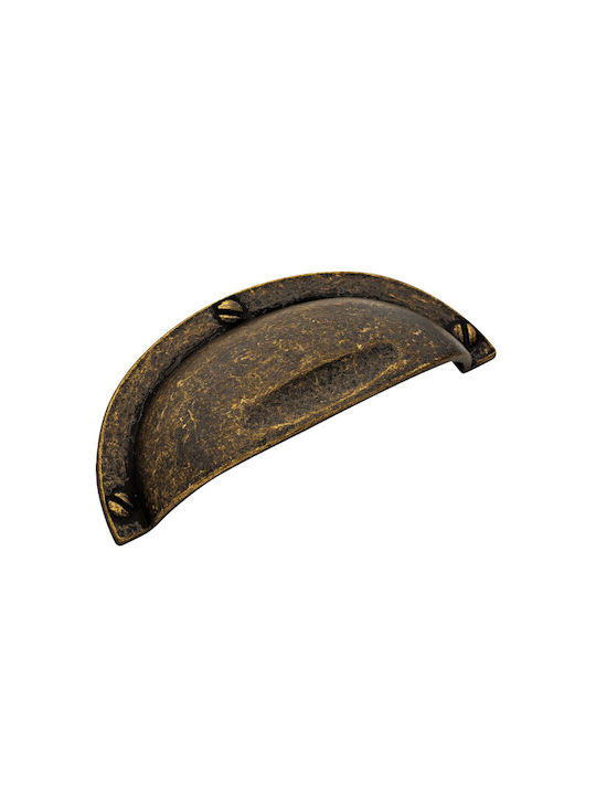 Roline 647 Antik Handgriff Möbelgriff Bündiger Griff aus Zamak in Bronze Farbe 95mm (Zentrenabstand 64mm) 647 647-ANTIKE 1Stück