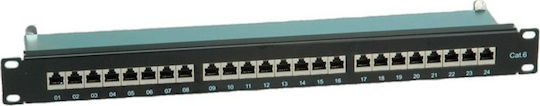 Value Patch Panel για Rack 1U 19" 24 Θυρών cat6 Μαύρο