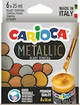 Carioca Metallic Ready Tempera Τέμπερες Ζωγραφικής Πολύχρωμες σε Βαζάκι 25ml 6τμχ