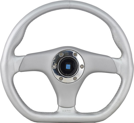 Nardi Three Spoke Car Steering Wheel N. Gara "Right" Silver/White