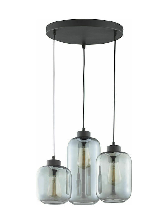 TK Lighting Pendant Light Three-Light for Socket E27 Transparent