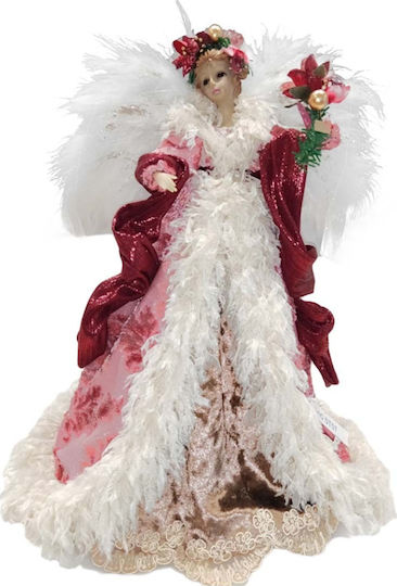 JK Home Decoration Коледна Керамична Фигура Angel Розово Височина 30см.