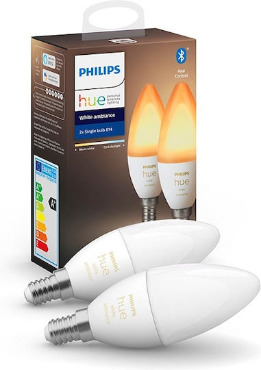 Philips Smart Bulbs LED 5.2W for Socket E14 Adjustable White 470lm Dimmable 2pcs
