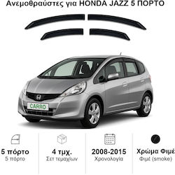 Heko Σετ Ανεμοθραύστες Μπροστινοί και Πίσω Σκούρο Φιμέ για Honda Jazz 5D 2009 4τμχ 17150
